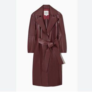 COS - Oversized leather trench coat burgundy